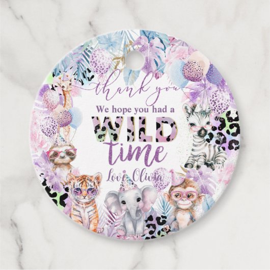 すべてのパーティー動物ジャングルサファリ誕生日 フェイバータグ (正面)