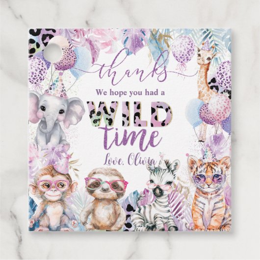 すべてのパーティー動物ジャングルサファリ誕生日 フェイバータグ (正面)