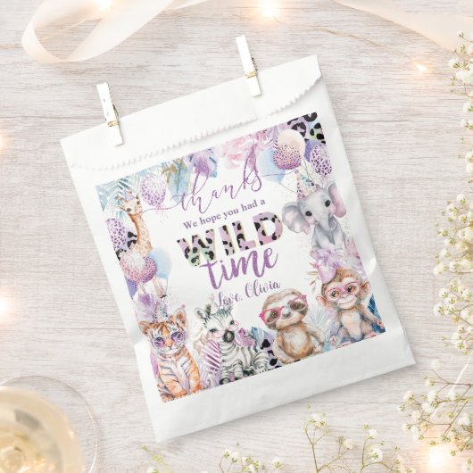 すべてのパーティー動物ジャングルサファリ誕生日 フェイバーバッグ (クリップ留めされた状態)