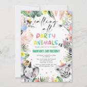 すべてのパーティー動物ジャングルサファリ誕生日 招待状 (正面)