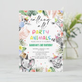 すべてのパーティー動物ジャングルサファリ誕生日 招待状 (スタンド正面)
