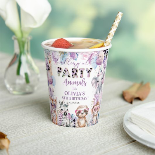 すべてのパーティー動物ジャングルサファリ誕生日 紙コップ (インサイチュ)