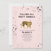 すべてのパーティー動物タイガーピンク誕生日 招待状 (正面)