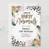 すべてのパーティー動物ヒョウ印刷誕生日の呼び出し 招待状 (正面)