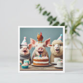 すべてのパーティー動物ファームの誕生日の招待を呼び出す 招待状 (スタンド正面)