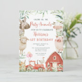 すべてのパーティー動物ファーム誕生日の呼び出し 招待状 (スタンド正面)