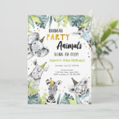 すべてのパーティー動物ボーイサファリ誕生日 招待状 (スタンド正面)