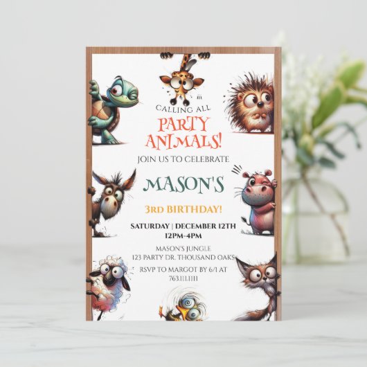 すべてのパーティー動物園野生誕生日を呼び出す 招待状 (スタンド正面)