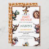 すべてのパーティー動物園野生誕生日を呼び出す 招待状 (正面/裏面)