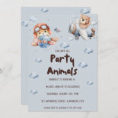 すべてのパーティー動物機誕生日パーティーに電話する 招待状 (正面/裏面)