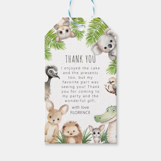 すべてのパーティー動物 | オーストラリアの誕生日パーティー ギフトタグ (正面)