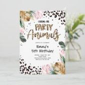 すべてのパーティー好きな人たちよ レオパード柄の誕生日 招待状 (スタンド正面)