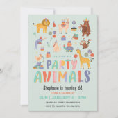 すべてのパーティー好きな動物たちへ サファリ テーマの誕生日 招待状 (正面)