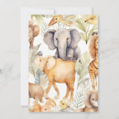 すべてのパーティー好きな動物たちよ、サファリ動物園の誕生日パーティーへ 招待状 (裏面)