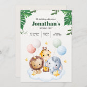 すべてのパーティー好きな動物たちよ サファリ・アドベンチャー 招待状 (正面/裏面)