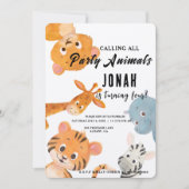 すべてのパーティー好きな子供たちへ、キッズサファリパーティー 招待状 (正面)