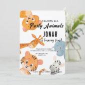 すべてのパーティー好きな子供たちへ、キッズサファリパーティー 招待状 (スタンド正面)