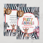 すべてのパーティー好きな子供たちへ 誕生日パーティーのご案内 サンキューカード (正面/裏面)