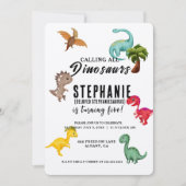 すべてのパーティー恐竜の呼び出しパーソナライズされた誕生日 招待状 (正面)