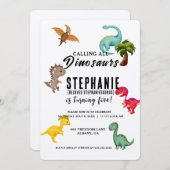 すべてのパーティー恐竜の呼び出しパーソナライズされた誕生日 招待状 (正面/裏面)