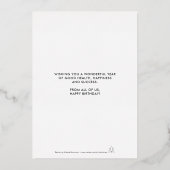 すべてのビジネス誕生日からロゴチョコケーキを追加 箔招待状 (裏面)