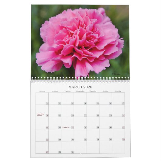 すべてのピンクの花の写真カレンダー カレンダー (3月 2026)