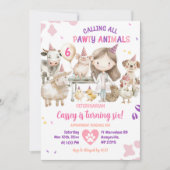 すべてのファームアニマルズベット誕生日女の子を呼び出す 招待状 (正面)