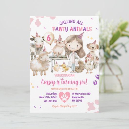 すべてのファームアニマルズベット誕生日女の子を呼び出す 招待状 (スタンド正面)