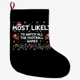 すべてのフットボールの試合を見る派 ラージクリスマスストッキング