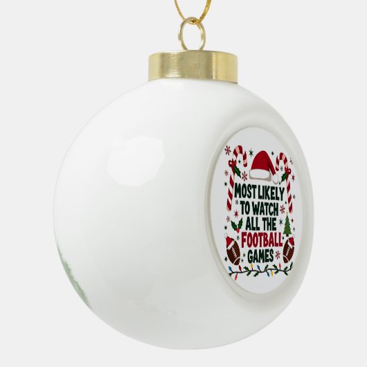 すべてのフットボールの試合を醜く見る可能性が最も高い セラミックボールオーナメント (左)