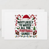 すべてのフットボールの試合を醜く見る可能性が最も高い 便箋 (正面/裏面)