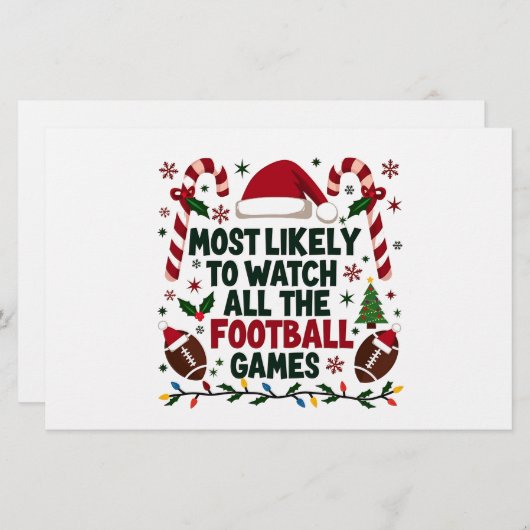 すべてのフットボールの試合を醜く見る可能性が最も高い 便箋 (正面/裏面)