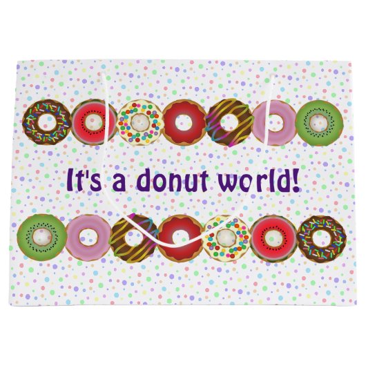 すべてのフレーバーのドーナツ抱き枕 ラージペーパーバッグ (正面)