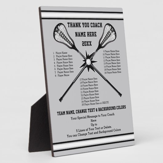 すべてのプレイヤーの名前ラクロスコーチのギフト、チームカラー フォトプラーク (側面)