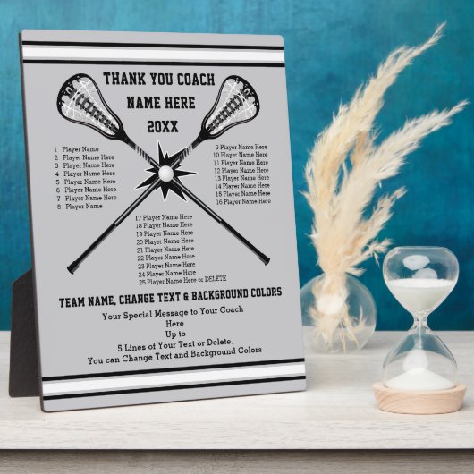 すべてのプレイヤーの名前ラクロスコーチのギフト、チームカラー フォトプラーク (側面)