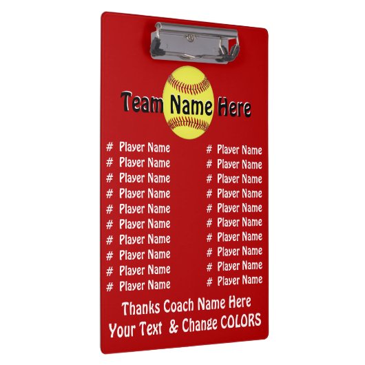 すべてのプレーヤーの名前のソフトボールのコーチのギフトのアイディア クリップボード (右)