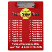 すべてのプレーヤーの名前のソフトボールのコーチのギフトのアイディア クリップボード (正面)