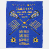 すべてのプレーヤーの名前の感謝のラクロスのコーチのギフト フリースブランケット (正面)