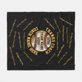 すべてのプレーヤーの名前の黒い金ゴールドの野球のコーチのギフト フリースブランケット (正面(横))