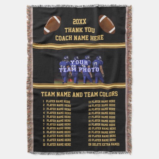 すべてのプレーヤーの名前、フットボールのコーチのギフトの写真 スローブランケット (正面縦)