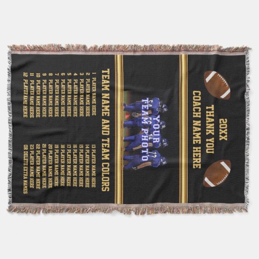 すべてのプレーヤーの名前、フットボールのコーチのギフトの写真 スローブランケット (正面)