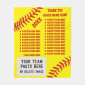 すべてのプレーヤーの名前、写真のソフトボールのコーチのギフトのアイディア フリースブランケット (正面)