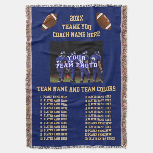 すべてのプレーヤーはあなたの色のフットボールのコーチのギフトを示します スローブランケット (正面縦)