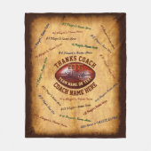 すべてのプレーヤー、チームおよびコーチのフットボールのコーチのギフト フリースブランケット (正面)