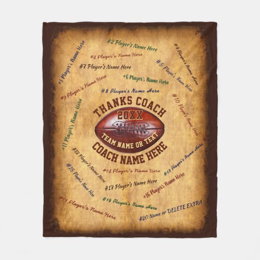 すべてのプレーヤー、チームおよびコーチのフットボールのコーチのギフト フリースブランケット (正面)