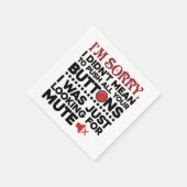 すべてのボタンを皮肉な謝罪に押し付けてごめんなさい スタンダードカクテルナプキン (角)