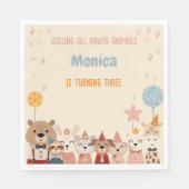 すべてのポーティ動物の誕生日パーティーを呼ぶ スタンダードランチョンナプキン (正面)
