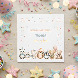 すべてのポーティ動物の誕生日パーティーを呼ぶ スタンダードランチョンナプキン