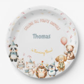 すべてのポーティ動物の誕生日パーティーを呼ぶ ペーパープレート (正面)