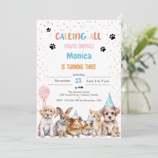 すべてのポーティ動物の誕生日パーティーを呼ぶ 招待状 (スタンド正面)